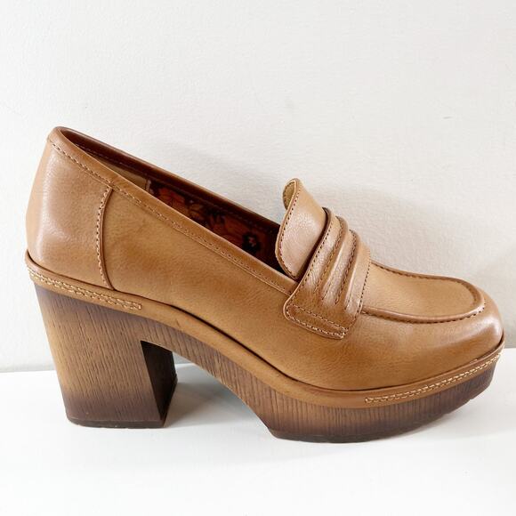 Korks Regina Penny Loafer Platform Oxford Heeled Shoe Brown 7.5 - Picture 2 of 9